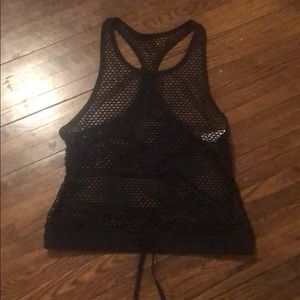 Large fish net work out tank top